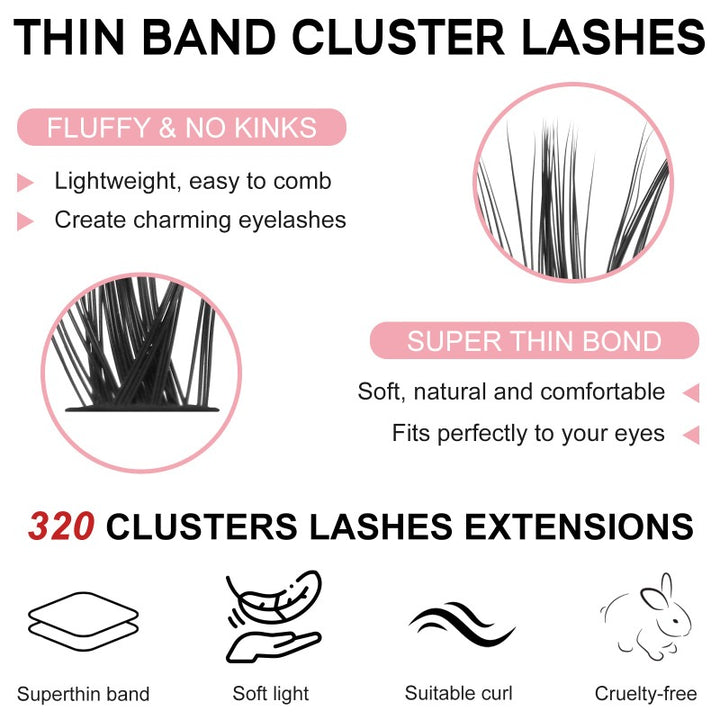 thin band cluster lashes
