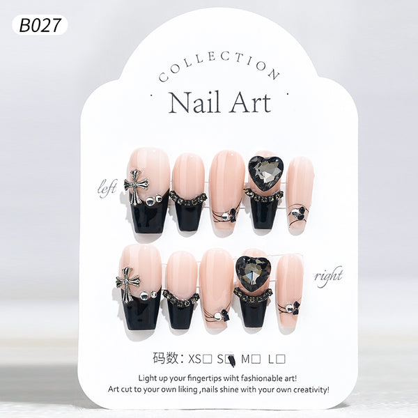 black and pink french nails
